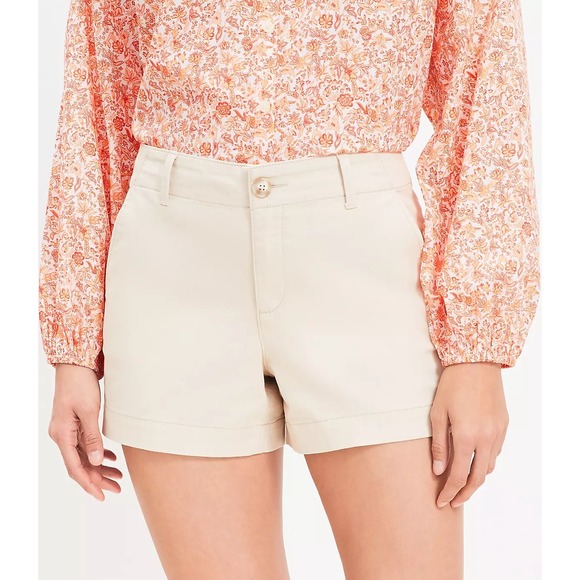Ann Taylor LOFT Monroe Chino Shorts 16 Curvy NWT Simply Khaki Cotton Twill - Picture 1 of 8